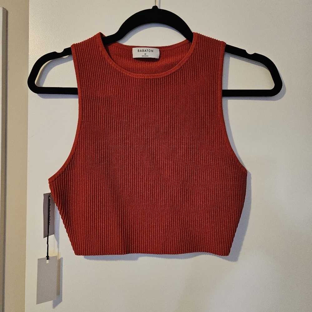 NWT // Babaton Rory Sculpt Knit Racer Ribbed Tank - Miracle Red